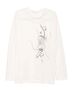 Футболка с графическим принтом, белый Yohji yamamoto
