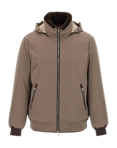 Стеганый пуховик со съемным капюшоном, серый Brunello cucinelli