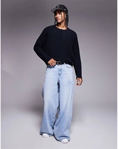 Супербольшой укороченный легкий свитер из трикотажного полотна букле темно-синего цвета Asos design