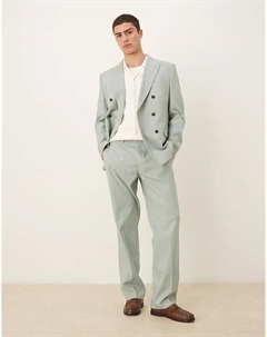 Прямые брюки из льняной смеси зеленого цвета Asos design