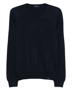 Шерстяной свитер с круглым вырезом, синий Fay