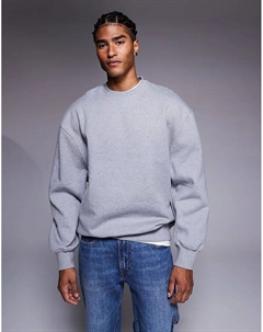 Толстовка оверсайз из плотной ткани премиум-класса в цвете «меланжевый серый» Asos design