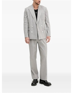 Фактурный двубортный костюм, серый Hugo