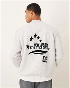 Толстовка со спортивным принтом звезд серого меланжевого цвета Asos design