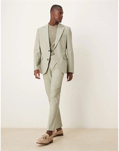 Узкие брюки из льняной смеси шалфейно-зеленого цвета Asos design