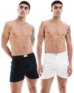 Комплект из двух трикотажных боксеров с тканым поясом в разноцветной отделке Asos design