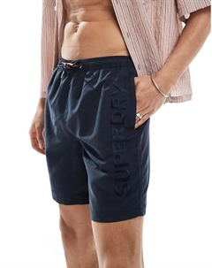 Плавки-шорты Premium с вышивкой длиной 17 дюймов темно-синего цвета Superdry