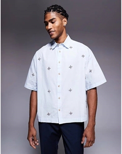 Рубашка свободного кроя свободного кроя с отделкой синего цвета Asos design