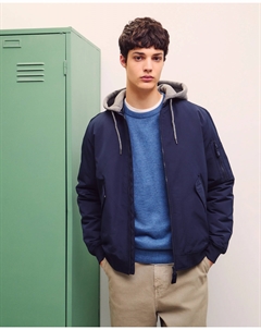 Куртка-бомбер мужская с капюшоном, синий Green coast