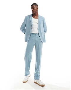 Летние брюки прямого кроя светло-голубого цвета с узором «слэб» Asos design