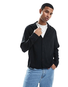 Рубашка свободного кроя с низким воротником черного цвета Asos design