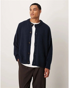 Свободный трикотажный кардиган с круглым вырезом, очень свободного кроя, темно-синего цвета Asos design