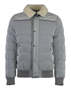 Пуховик с воротником из овчины, серый Moorer