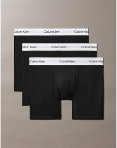 Комплект из 3 пар трусов-боксеров Icon Cotton Stretch черного цвета Calvin klein