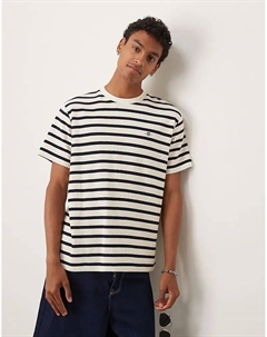 Футболка вафельного плетения в полоску кремового цвета Gant