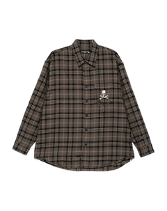 Клетчатая рубашка с вышитым черепом, коричневый Mastermind japan