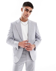 Тонкий пиджак из льняной смеси серого цвета Asos design
