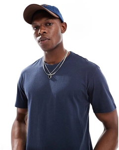 Футболка классического кроя темно-синего цвета Only & sons