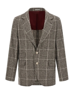 Блейзер в клетку «Принц Уэльский» от Cavallo, серый Brunello cucinelli