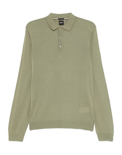 Рубашка поло с длинными рукавами, зеленый Boss