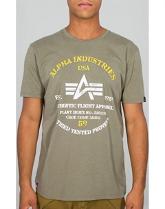 Футболка Authentic Print T-Shirt, оливковый Alpha industries