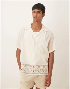 Рубашка свободного кроя с принтом бежевого цвета Asos design
