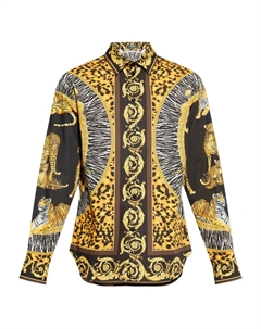 Шелковая рубашка Wild Cats, черный Versace