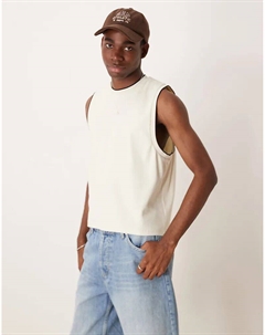 Майка свободного кроя с круглым вырезом в кремовый цвет рубчика Asos design