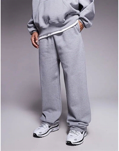 Широкие брюки-джоггеры премиум-класса из плотной ткани серо-мелованной расцветки плотностью 400 г/м² Asos design