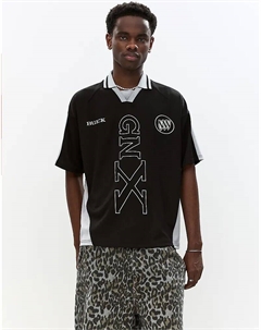 Футболка с воротником-поло GNX черного цвета Pull & bear