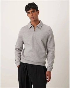 Толстовка с застежкой-молнией на четверть длины и воротником, серо-меланжевого цвета Asos design