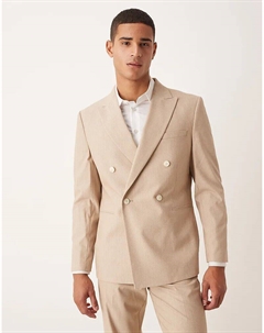 Двубортный пиджак в тонкую полоску цвета меланж Asos design