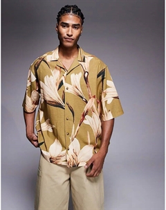 Свободная рубашка Revere с цветочным принтом цвета хаки Asos design