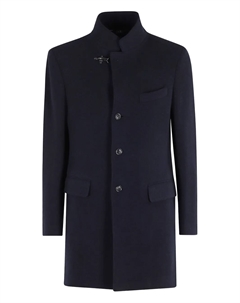 Шерстяное однобортное пальто, синий Fay
