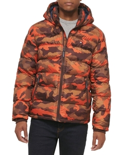 Куртка-пуховик с капюшоном и типографским принтом, цвет Orchid Tommy hilfiger