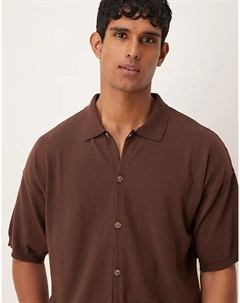 Свободный трикотажный джемпер на пуговицах коричневого цвета Asos design