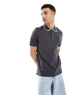 Рубашка-поло с отделкой высочайшего качества в цвете «серый металлик» Lyle & scott