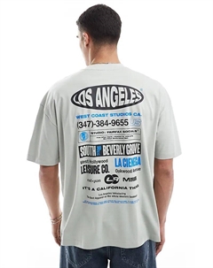 Футболка оверсайз с городским принтом серого цвета Asos design