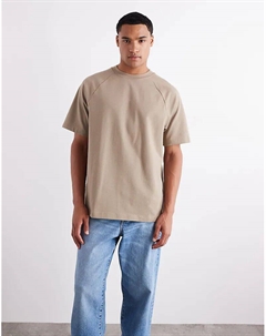 Футболка ASOS DETAIL из плотной ткани плотностью 240 г/м² свободного кроя с рукавами реглан, бежевого цвета Asos design