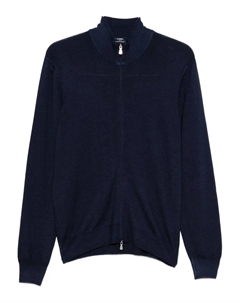 Шерстяной свитер с застежкой-молнией на вороте, синий Barba