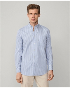 Мужская хлопковая рубашка в полоску клубного кроя Façonnable, синий