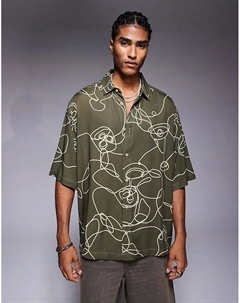 Рубашка свободного кроя зеленого цвета с абстрактным принтом Asos design