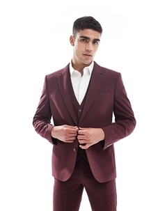 Приталенный пиджак бордового цвета Asos design