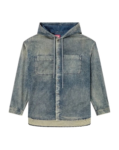 Джинсовая рубашка с капюшоном, синий Diesel