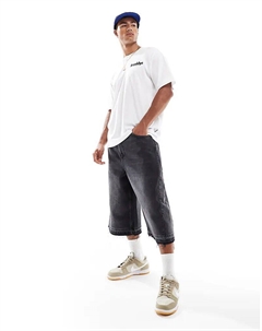 Очень мешковатые бриджи черного цвета с потертостями Pull & bear