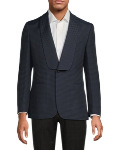 Однобортный пиджак Modern Fit с узором гусиная лапка, темно-синий Karl lagerfeld paris