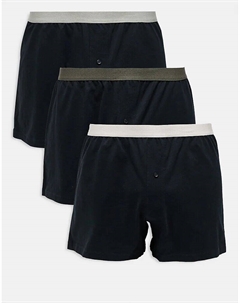 Комплект из 3 пар боксеров с цветными поясами черного цвета Asos design