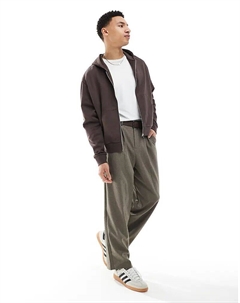 Толстовка свободного кроя на молнии от коричневого цвета Asos design