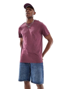 Футболка классического кроя бордового цвета Only & sons