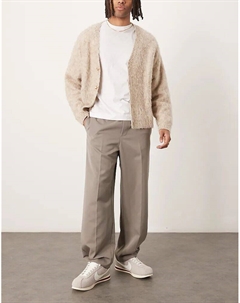 Широкие брюки с застежкой на кнопки по низу, приглушенного цвета хаки Asos design